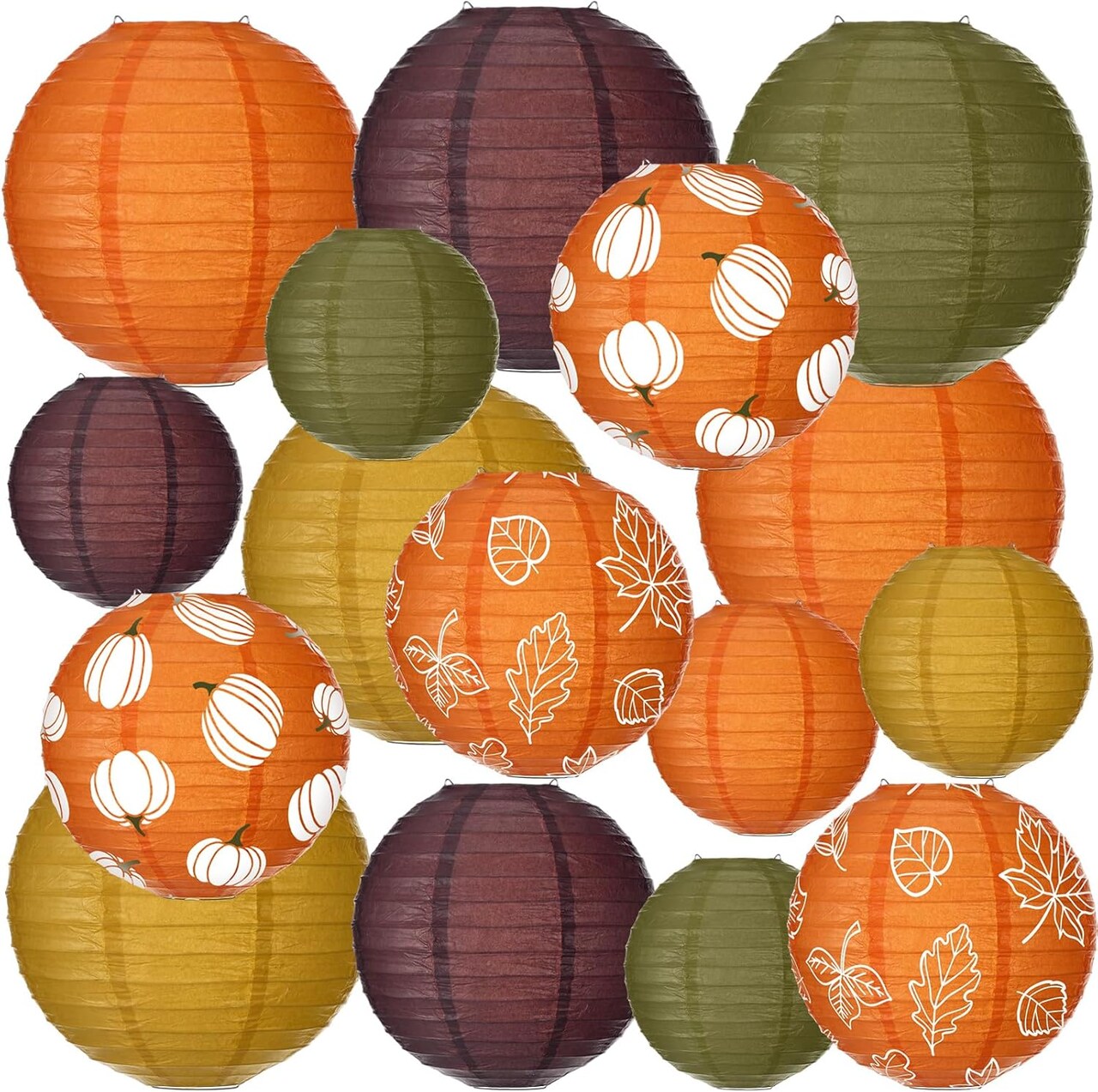 16-Piece Thanksgiving Paper Lanterns – Fall Party Decorations